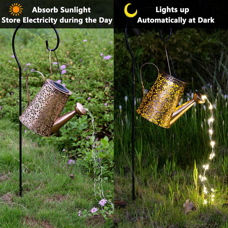 Solar Lights Outdoor Garden Decor, Large Hanging Lantern Waterproof Watering Can Landscape Lights Outside Decorations for Yard Clearance Front Porch Lawn Driveway Patio Backyard Pathway Gardening Gift