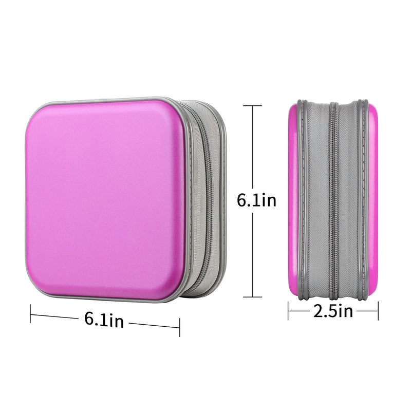 LIOVODE DVD Case, 48 Capacity CD Case Portable CD Case Holder Storage Hard Plastic DVD CD Wallet Holder Organizer for Car (Purple) Purple