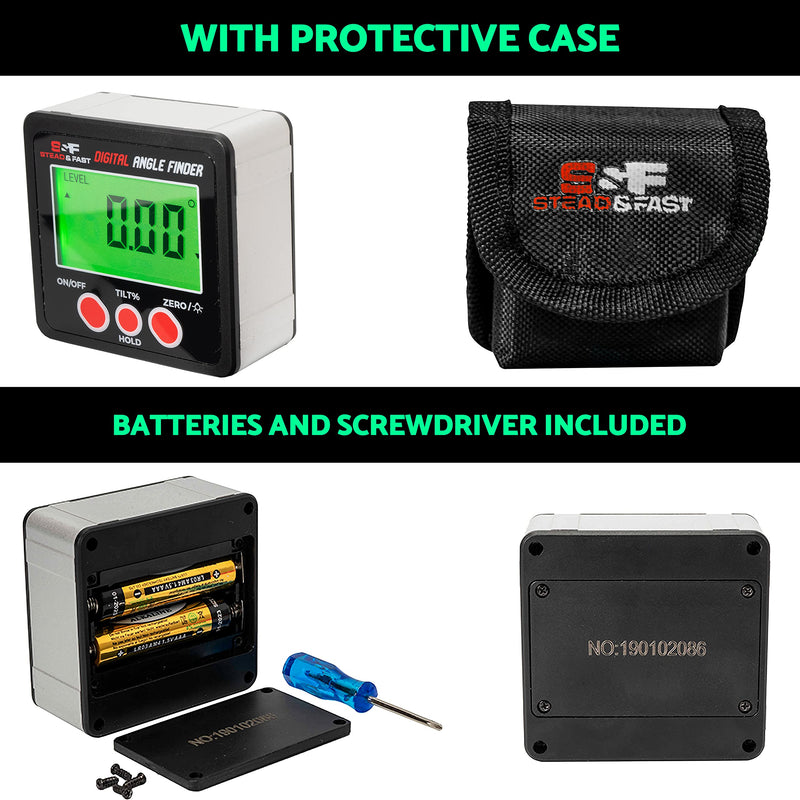 S&F STEAD & FAST Digital Angle Finder Gauge Magnetic Protractor Inclinometer Angle Cube Level Box with Magnetic Base and Backlight on Demand