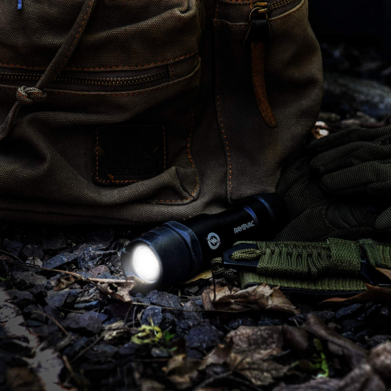 Rayovac - DIY3AAA-BE Virtually Indestructible LED Flashlight, 300 Lumen Waterproof Tactical Flashlight - Super Bright High Mode LED Flashlights for Camping, Hiking, Dog walking Black