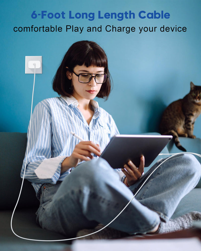 [Apple Certified] 20W USB C Fast Charger for iPad Pro 12.9/11 inch 2022/2021/2020/2018, iPad Air 5th/4th, iPad 10th Generation, iPad Mini 6, 2Pack PD Fast Charger Block with 10FT Long USB C to C Cable 10-Foot 2*Cables + 2*Blocks