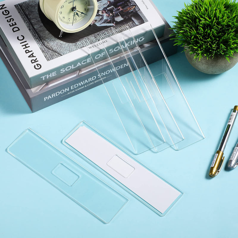 15 Pieces Acrylic Wall Name Plate with 50 Pieces Double Sided Foam Tape Clear Door Name Platel Frame Horizontal Acrylic Wall Name Sign Holder for Office Cubicles Store Classroom, 2 x 5 Inch