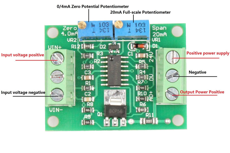 NOYITO Voltage to Current Module 0-2.5V 3.3V 5V 10V 15V 24V Voltage to 0-20mA 4-20MA Current Signal Generator Moudle (0-2.5V to 0-20mA)
