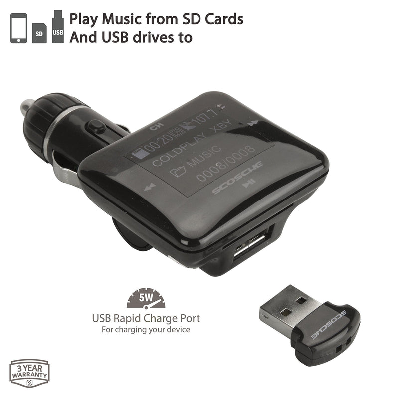 Scosche FMTD8R FMFREQ Universal Digital FM Transmitter with SD Card Reader, USB Flash Drive Reader and USB Car Charger
