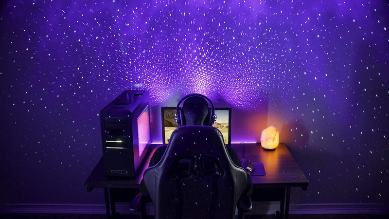 BlissLights Starport USB Laser Star Projector for Game Room Decor, Bedroom Night Light, or Galaxy Mood Lighting Ambiance (Blue) Blue