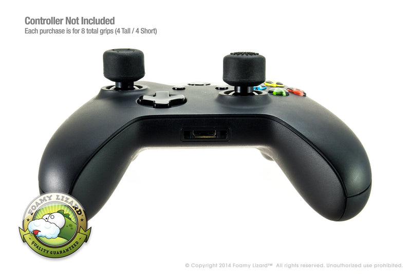 AceShot Thumb Grips (8pc) for Xbox One (Series X, S) by Foamy Lizard â€“ Sweat Free 100% Silicone Precision Raised Antislip Rubber Analog Stick Grips For Xbox One Controller (8 grips) BLACK 8 Thumb Grips