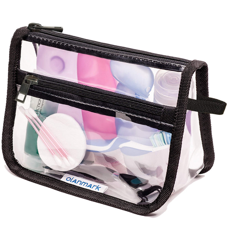 TSA Approved Clear Toiletry Bag with Pocket - Quart Size Bag for Airport, Camping or Gym 1pcs Black