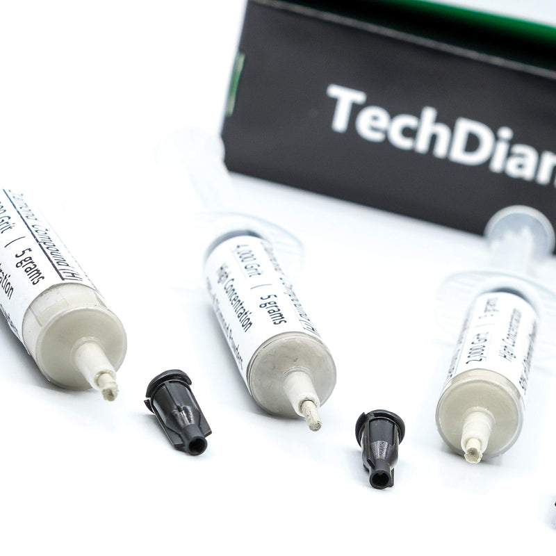 TechDiamondTools Set of 5 Diamond Compound Polishing Paste 1200 1500 2000 3000 4000 Grit for Marble Glass Metal Rock Jewelry Resin Silver Gemstone with High Concentration of Diamond Powder USA Made 4000 3000 2000 1500 1200 grit