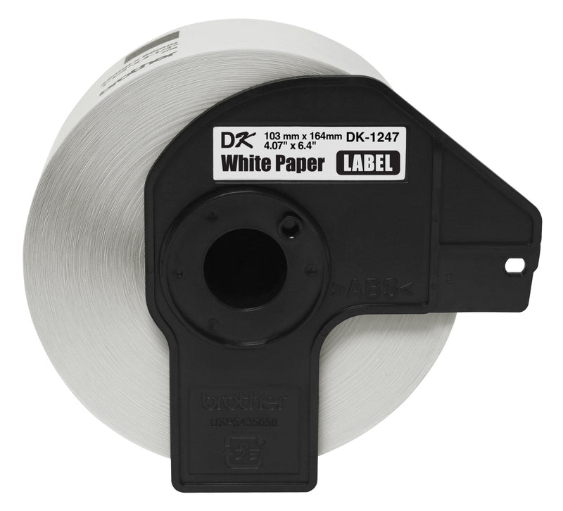 Brother Genuine DK-1247 Die-cut Large Shipping White Paper Labels for Brother QL Label Printers – 180 Labels per Roll 4.07” x 6.4” (103mm x 164 mm) 1 Roll