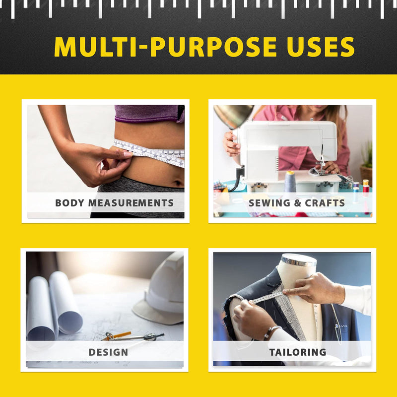 Perfect Measuring Tape - Premium Retractable Tailor’s Tape Measure & Crafters Tape – 80″ / 2m - Pocket Sized Fractional Inch & Metric Tape Measure for Fabric, Body, and Sewing Measurements