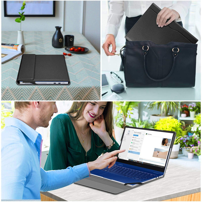 Fintie Sleeve Case for 13.3" Samsung Galaxy Book Flex 13.3 NP930QCG / Samsung Galaxy Chromebook 13 XE930QCA - PU Leather Portfolio Book Cover (Not Fit Galaxy Book Flex Alpha 13.3 NP730QC), Black