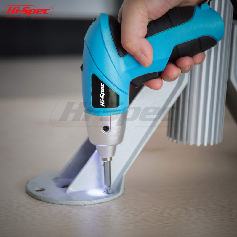 Hi-Spec 27 Piece Blue 4.8V Electric Cordless Power Screwdriver & Bit Set. Lightweight & Easy to Use Rechargeable Battery Screwdriving for the Home & Office