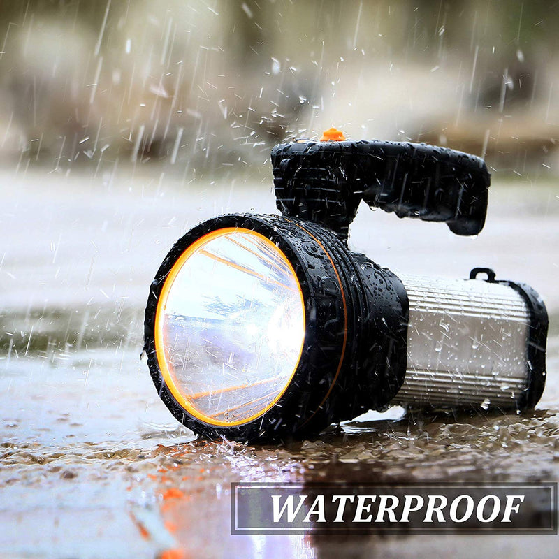 CSNDICE 35W Rechargeable Handheld Flashlights- High Lumens Spotlight 9000 Lumens, IPX45 Waterproof Rechargeable Spotlight USB Output 6600mAh, Can be Used for Home and Outdoor use Silver