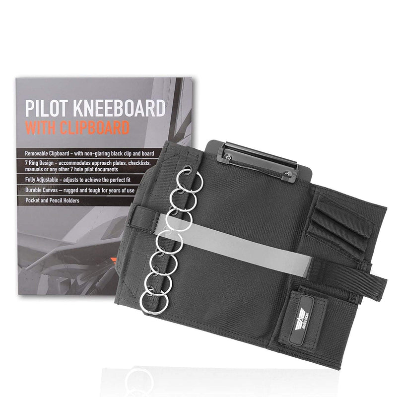 Pilot Kneeboard, Includes Clipboard, Knee Strap and 7 Rings for Attaching Approach Plates and Checklists, Pilot Accessories Aviation Knee Board