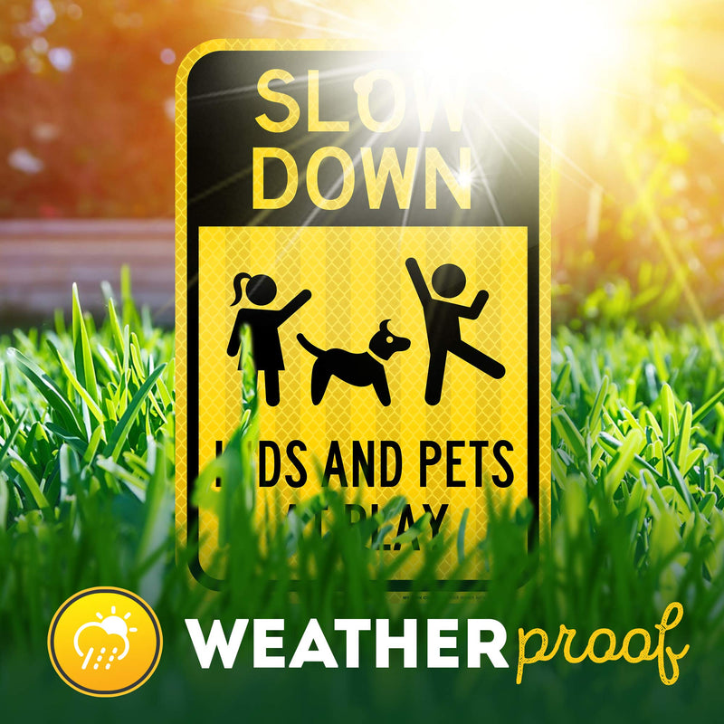 Slow Down Kids at Play Sign , Large 12” x 18” 3M Reflective (EGP) Aluminum, Easy Mounting, Rust-Free/Fade Resistance, Indoor/Outdoor, USA Made By MY SIGN CENTER