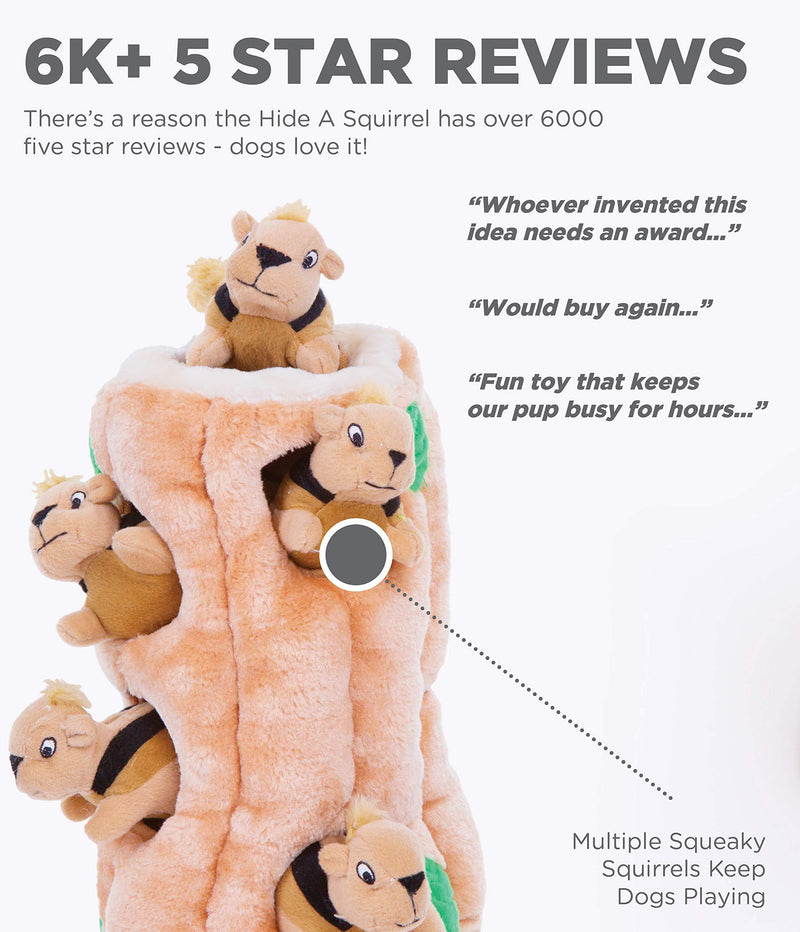 Outward Hound Hide-A-Squirrel Squeaky Puzzle Plush Dog Toy - Hide and Seek Activity for Dogs Small Squirrel
