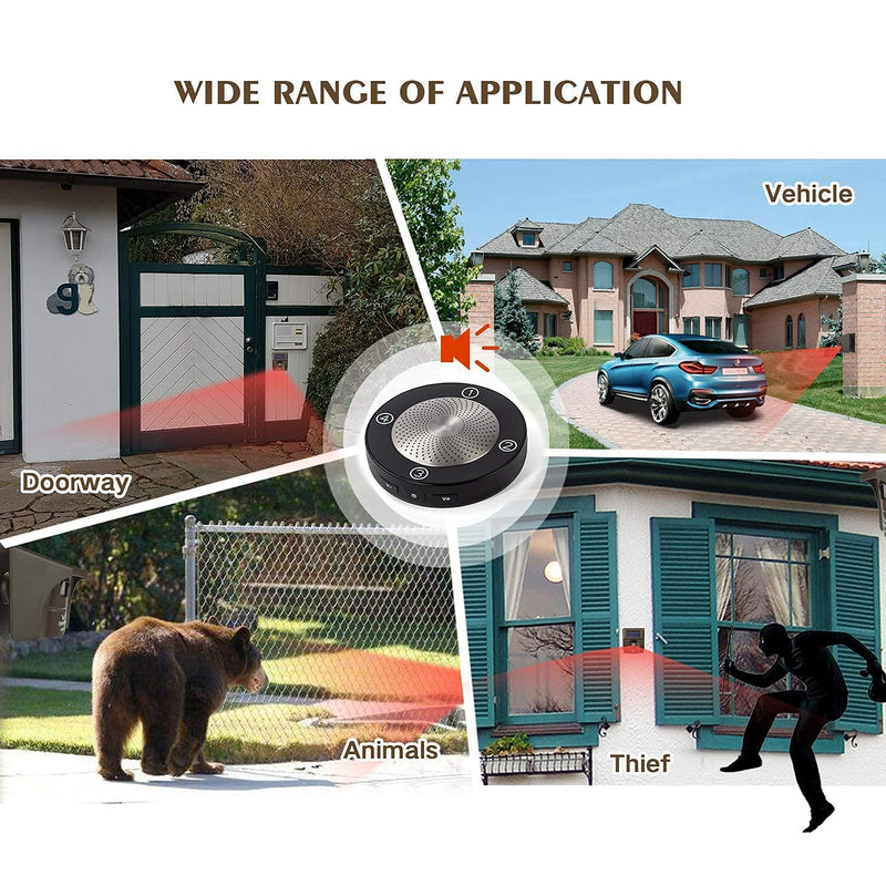 eMACROS Long Range Solar Wireless Driveway Alarm Outdoor Weather Resistant Motion Sensor & Detector-Security Alert System-Monitor & Protect Outside Property 1 receiver and 1 sensor