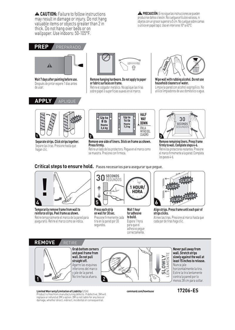 Command Picture Hanging Strips, Holds 16 lbs, 14 Pairs, White, PH206-14NA