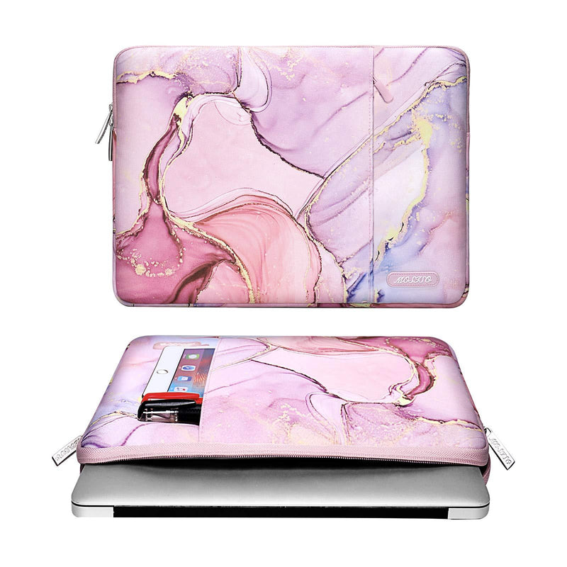 MOSISO Laptop Sleeve Compatible with 13-13.3 inch MacBook Pro, MacBook Air, Notebook Computer, Polyester Vertical Bag with Pocket Marble MO-MBH216 13.3 inch