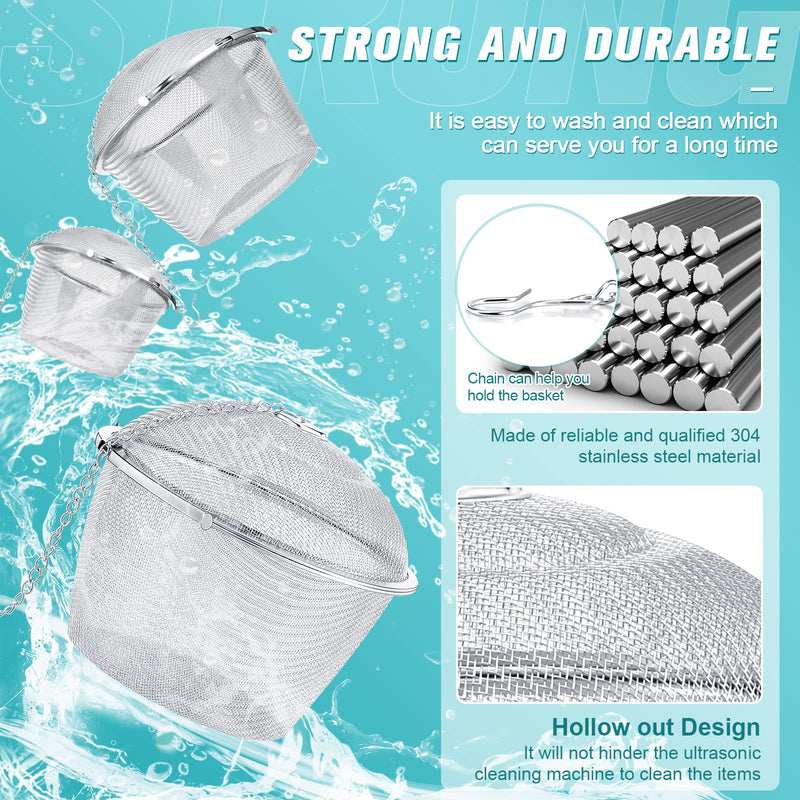 Ultrasonic Cleaner Baskets Ultrasonic Cleaning Solution Ultrasonic Parts Cleaner Jewelry Steam Cleaner Basket Cleaning Small Holder with Lock and Hook Stainless Steel (3 Pieces,1.7, 2.5, 4.3 Inch) 3 1.7, 2.5, 4.3 Inch