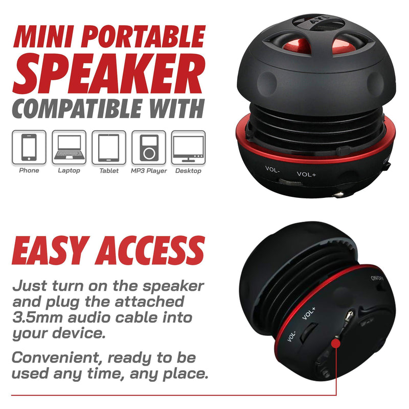 AYL Mini Speaker System, Portable Plug in Speaker with 3.5mm Aux Audio Input, External Speaker for Laptop Computer, MP3 Player, iPhone, iPad, Cell Phone (Black) Mini Portable Black
