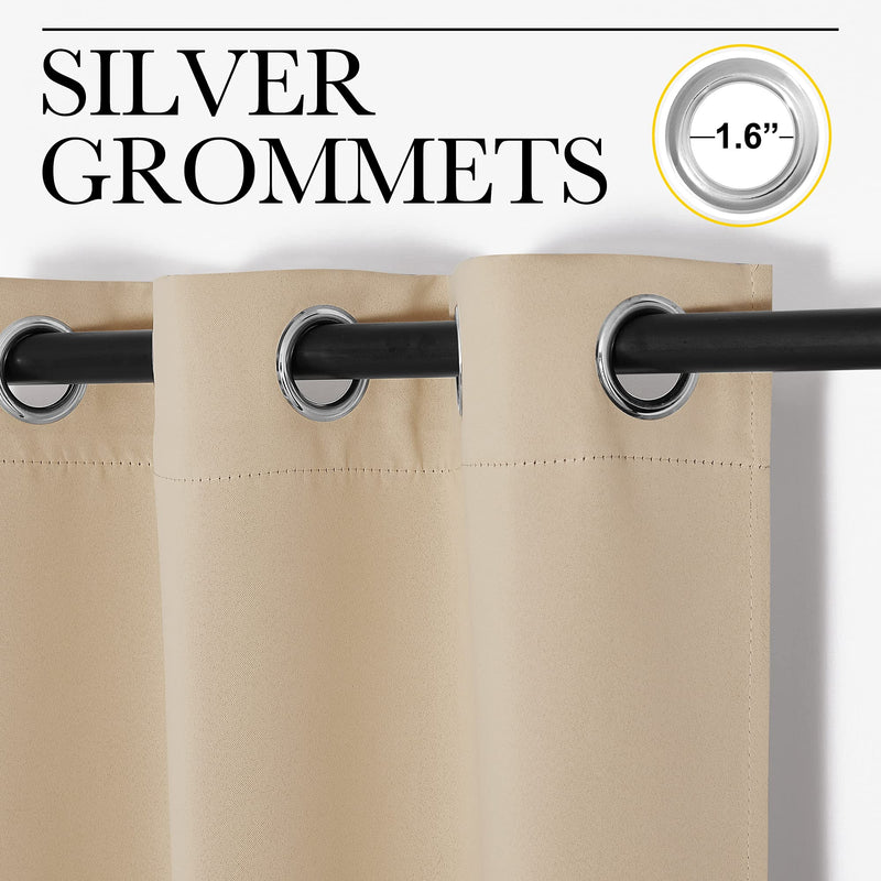 NICETOWN Room Darkening Curtain Panels for Living Room, Thermal Insulated Grommet Room Darkening Draperies/Drapes for Window (Biscotti Beige, 2 Panels, W29 x L45 -Inch) 29" W x 45" L Biscotti Beige