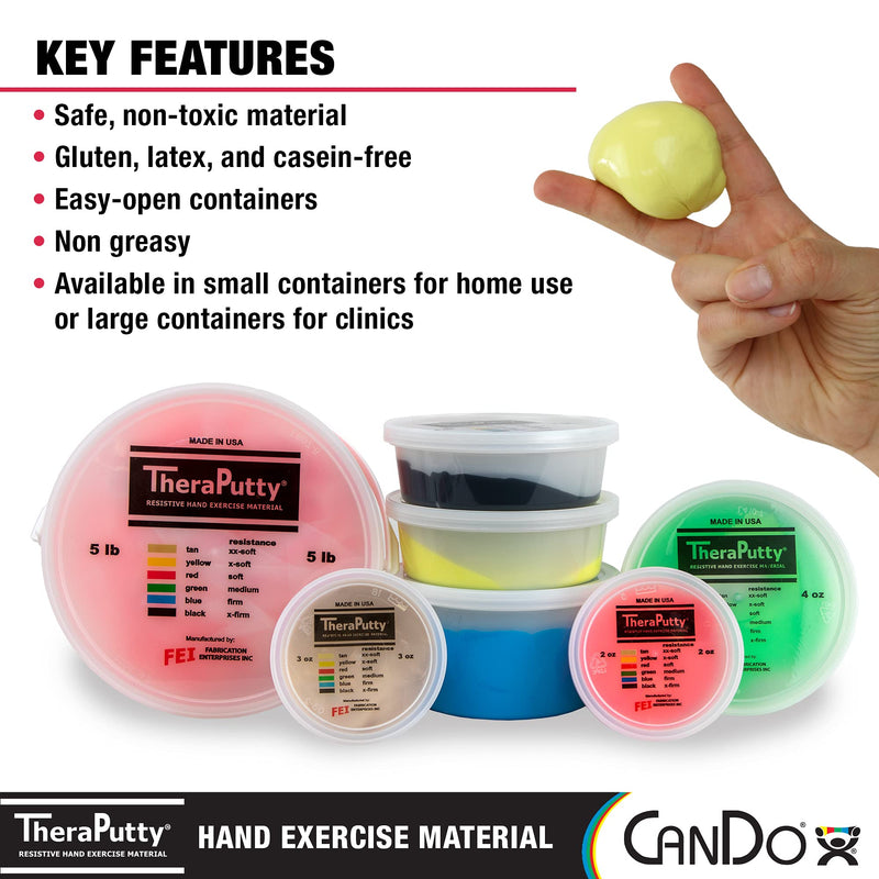 CanDo Theraputty Plus Hand Exercise Putty for Rehabilitation, Exercises, Hand Thearpy, Occupational Therapy, Hand Strengthening, Improve Motor Skills, Stress Relief 3-Ounce X-Soft
