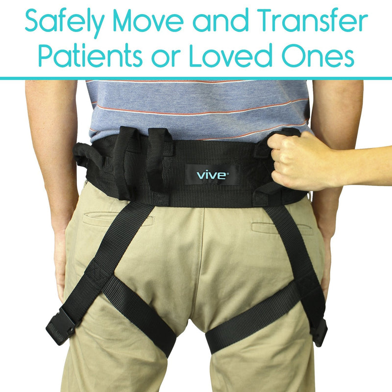 Vive Transfer Belt with Leg Loops - Medical Nursing Safety Gait Assist Device - Bariatrics, Pediatric, Elderly, Occupational and Physical Therapy - Long Strap and Quick Release Metal Buckle - 52 Inch