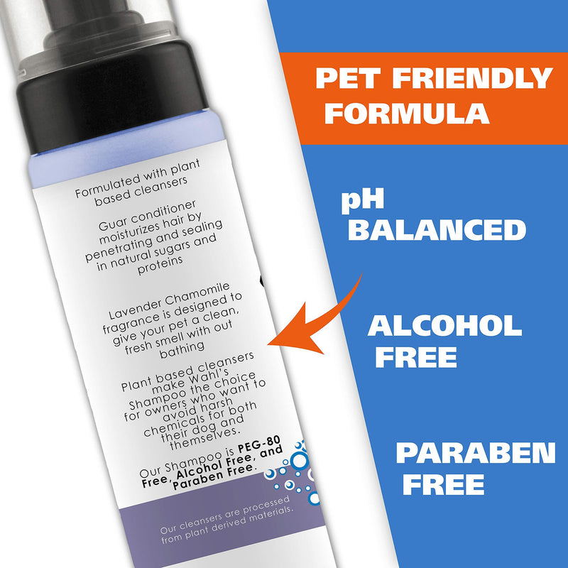 Wahl Pet Friendly Waterless No Rinse Shampoo for Animals – Lavender & Chamomile for Cleaning, Conditioning, Detangling, & Moisturizing Dogs, Cats, & Horses – 7.1 Oz
