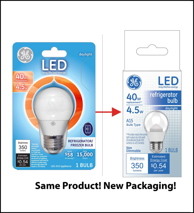 GE LED A15 Refrigerator Freezer Bulb, 4.5W 350L