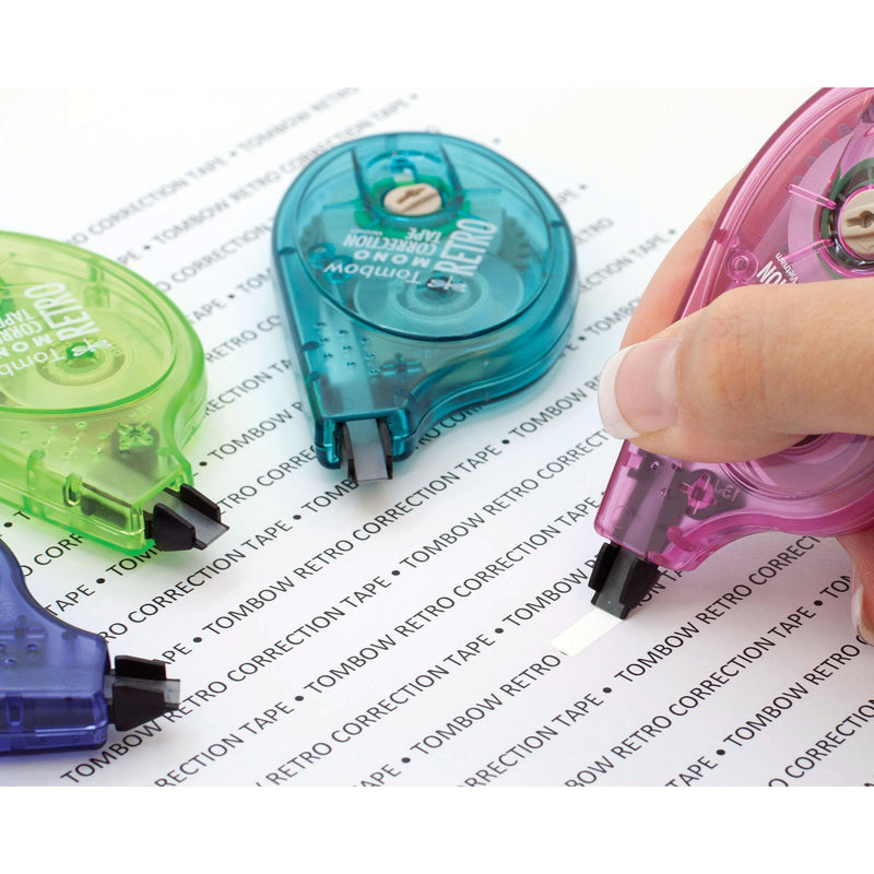 Tombow 68723 Mono Retro Correction Tape Assorted Colors, 10-Pack