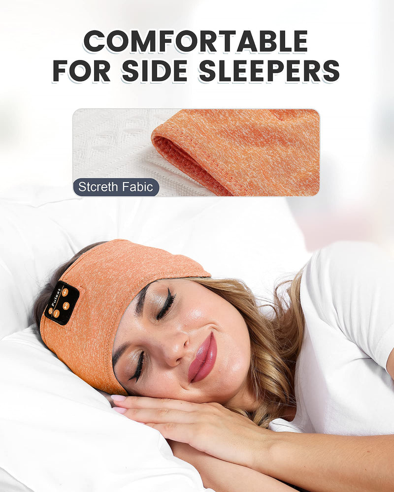Sleep Headphones Bluetooth Sleeping Headband, Perytong Sleeping Headphones Music Sports Headband, Ultra-Soft Headphones Headband for Side Sleepers, Sleeping Gifts for Men Women Orange
