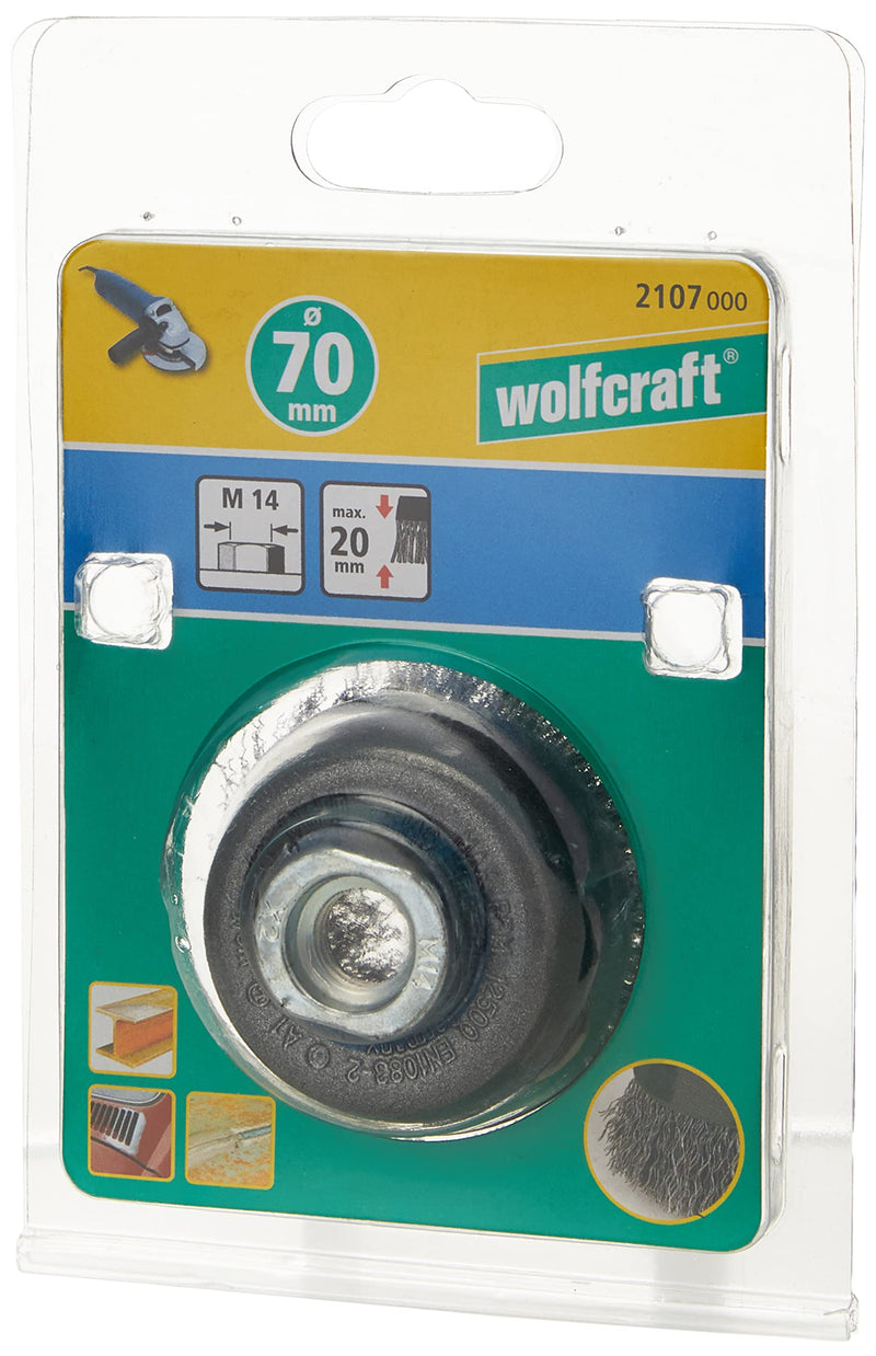 wolfcraft 1 cup wire brush angle grinder M14 diameter 60 mm 2107000, beige, 100 x 50 x 50 cm ø70mm