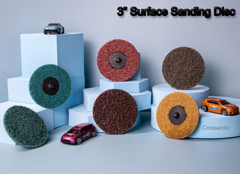 31Pcs 3" Surface Conditioning Disc, Crossarctic Quick Change Sanding Discs with 1/4" Shank Holder for Die Grinder Prep Strip Grind Polish Finish Burr Rust Paint Removal 3" Surface Sanding Disc