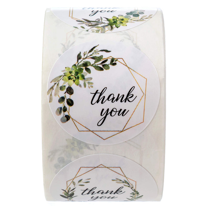 Greenery Frames Thank You Stickers / 4 Alternating Designs / 500 1.5" Boho Thank You Stickers