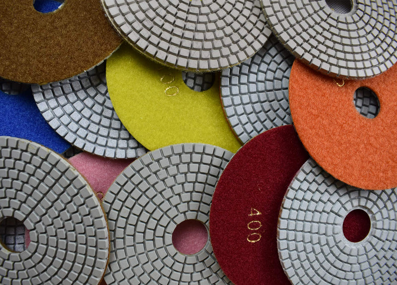 Konfor 5 Inch Wet Diamond Polishing Pads - 7 Piece Set for Marble Granite Concrete Countertop Glass Engineered Stone