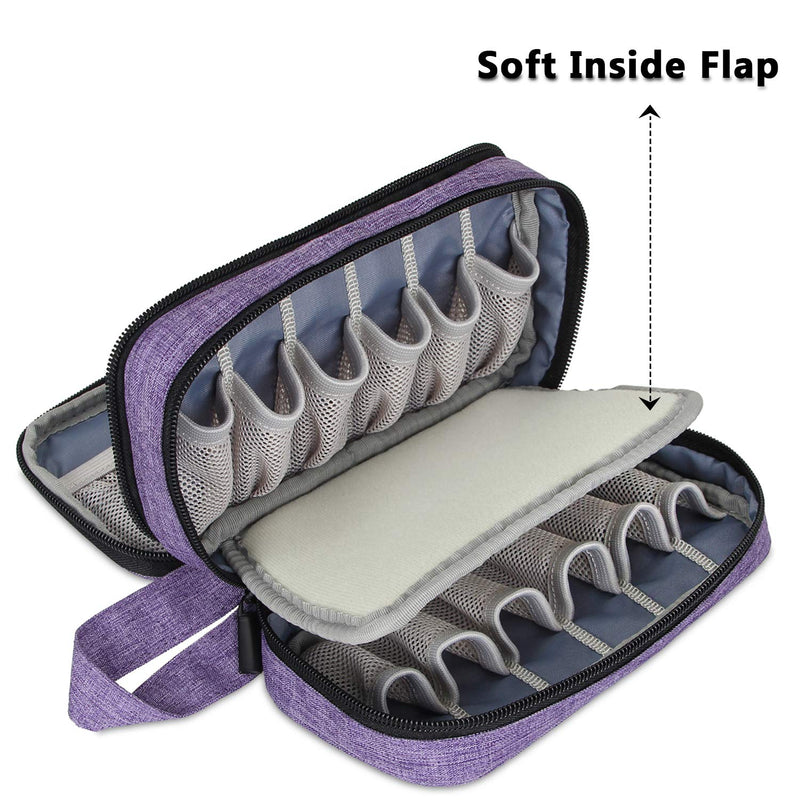 Luxja Essential Oil Carrying Case - Holds 12 Bottles (5ml-15ml, Also Fits for Roller Bottles), Portable Double-Layer Organizer for Essential Oil and Accessories, Purple