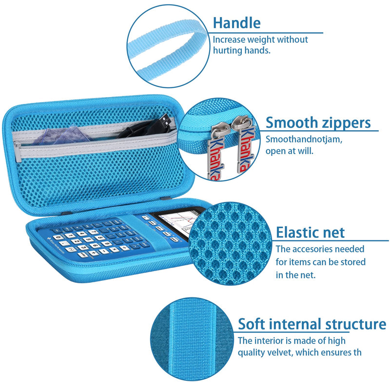 Khanka Hard Travel Case Replacement for Texas Instruments TI-83 Plus/TI-84 Plus/TI-84 Plus CE Color Graphing Calculator, Case Only (Bionic Blue)