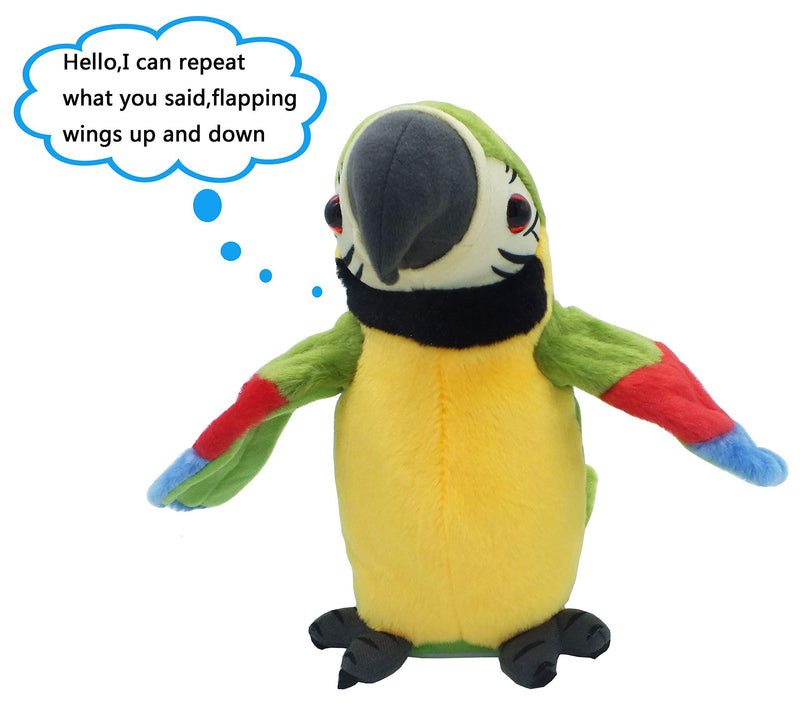 VINCILEE Talking Parrot Repeat What You Say Mimicry Pet Toy Plush Buddy Parrot for Children Gift,4.3 x 8.7inches( Green)