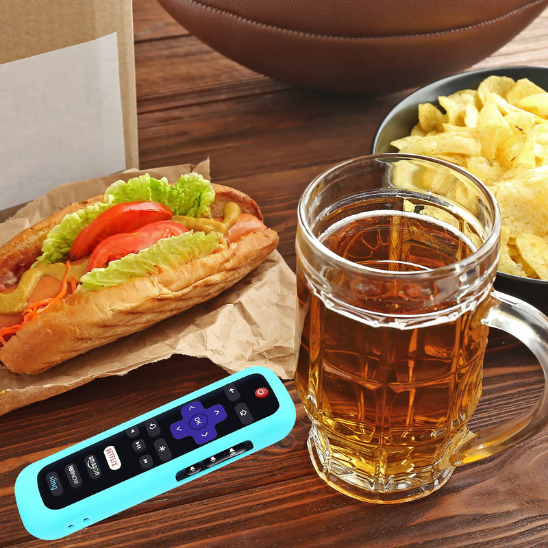 Remote Case for Roku, Battery Cover for TCL Roku Smart TV Steaming Stick Remote, Roku TV Remote Cover Silicone Protective Controller Universal Sleeve Skin Glow in The Dark Sky Blue Sky Glow