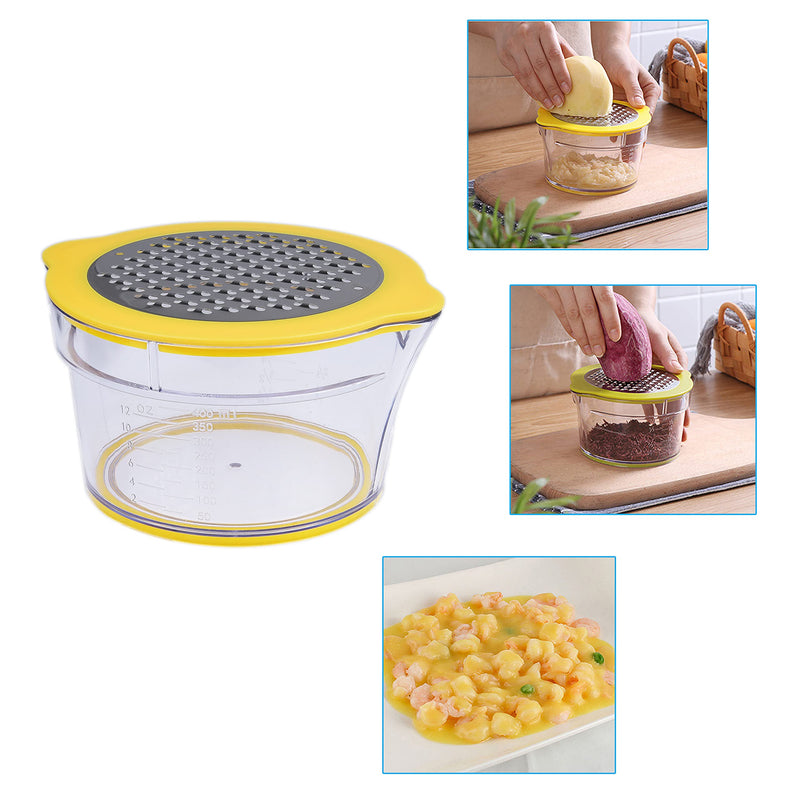 Corn Stripper/Potato Peeler and Fruit/Vegetable/Chocolate Grater with Measuring Bowl - Space Saving Design - Non Slip Silicone Bottom - Dishwasher Safe - No Electricity, No Noise 4 In1 Stripper