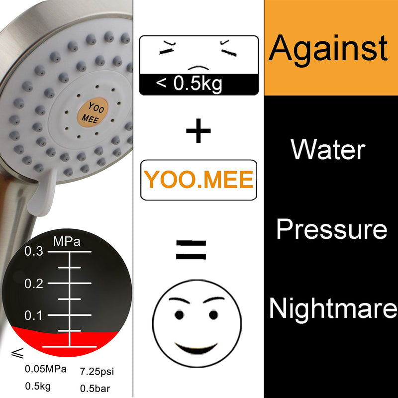 High Pressure Handheld Shower Head with Powerful Shower Spray against Low Pressure Water Supply Pipeline, Multi-functions, w/ 79'' Hose, Bracket, Flow Regulator, Brushed Nickel Finish