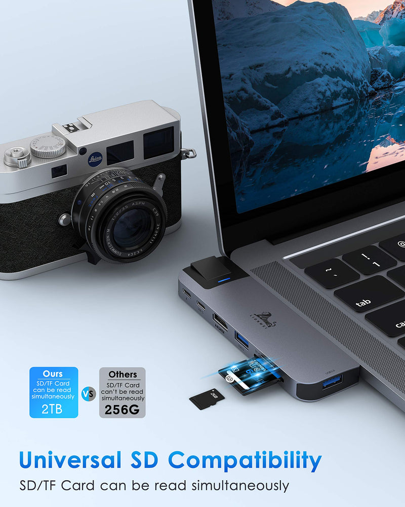 USB C Hub Adapters for MacBook Pro/Air, 8 in 2 Docking Station for MacBook Pro Air with 4K HDMI Port, Gigabit ethernet, 2 USB, TF/SD Card Reader, USB-C 100W PD and Thunderbolt 3