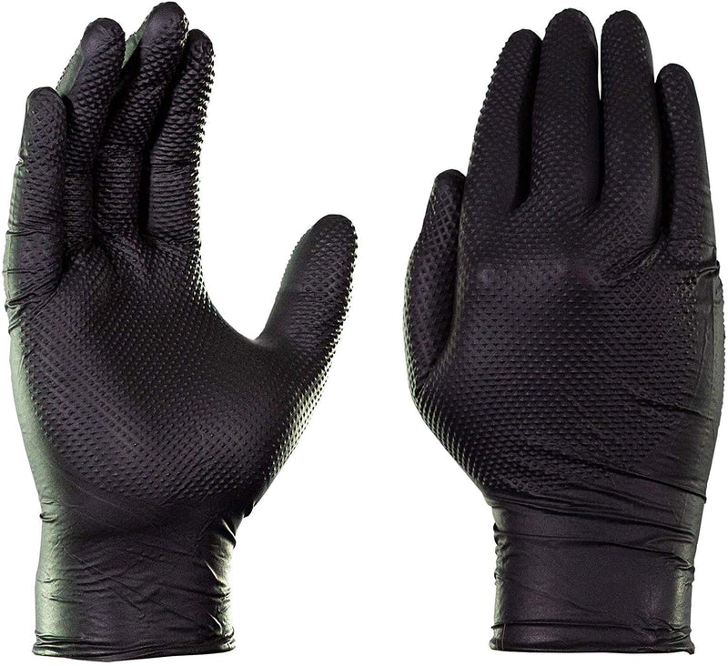 GLOVEWORKS HD Black Nitrile Industrial Gloves, 6 Mil, Raised Diamond Texture Medium Box of 100