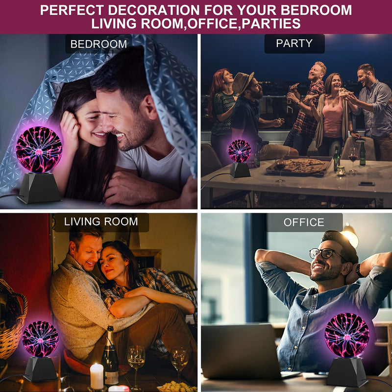 Gresus 6 Inch Magic Plasma Ball Lamp - Touch & Sound Sensitive Interactive USB Powered Plasma Lamp Nebula Sphere Globe, Science Educational Gift for Decorations/Parties/Bedroom