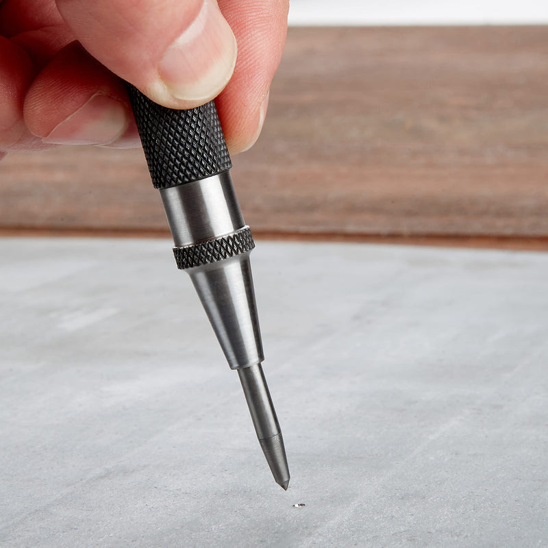 Heavy Duty Automatic Center Punch with Hardened Steel - Pack of 2 Premium Universal Metal Hand Tool for Machinists and Carpenters Spring Loaded with Adjustable Knurled Cap and Hard-Shell Carry Case