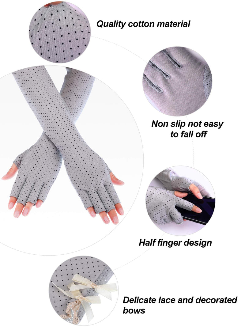 2 Pairs Women UV Sun Protection Driving Gloves Touchscreen Arm Sun Block Gloves for Outdoor Sports Summer Supplies Color Set 2