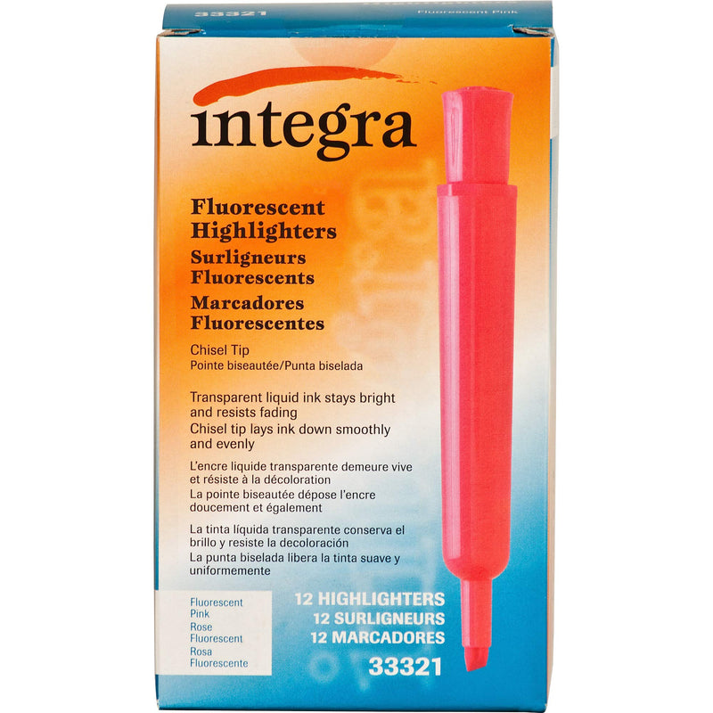 Integra Desk Highlighter, Chisel Tip, Fluorescent Pink (ITA33321)