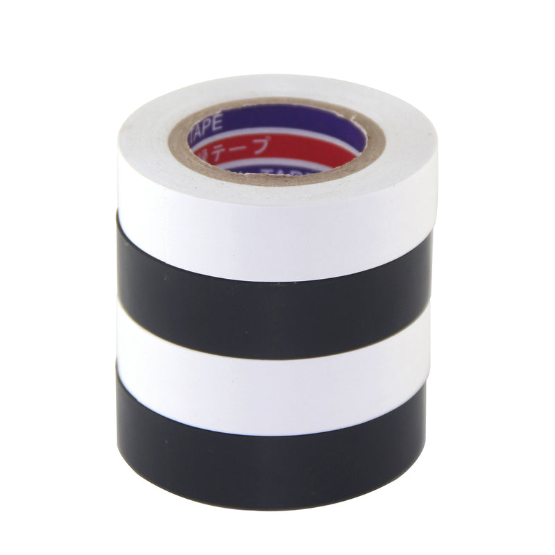 FOMMEN Color Guard Tape 4 Pack PVC Electrical Glue Tape, 66 Feet 0.7 Inch Black and White Insulation Tape