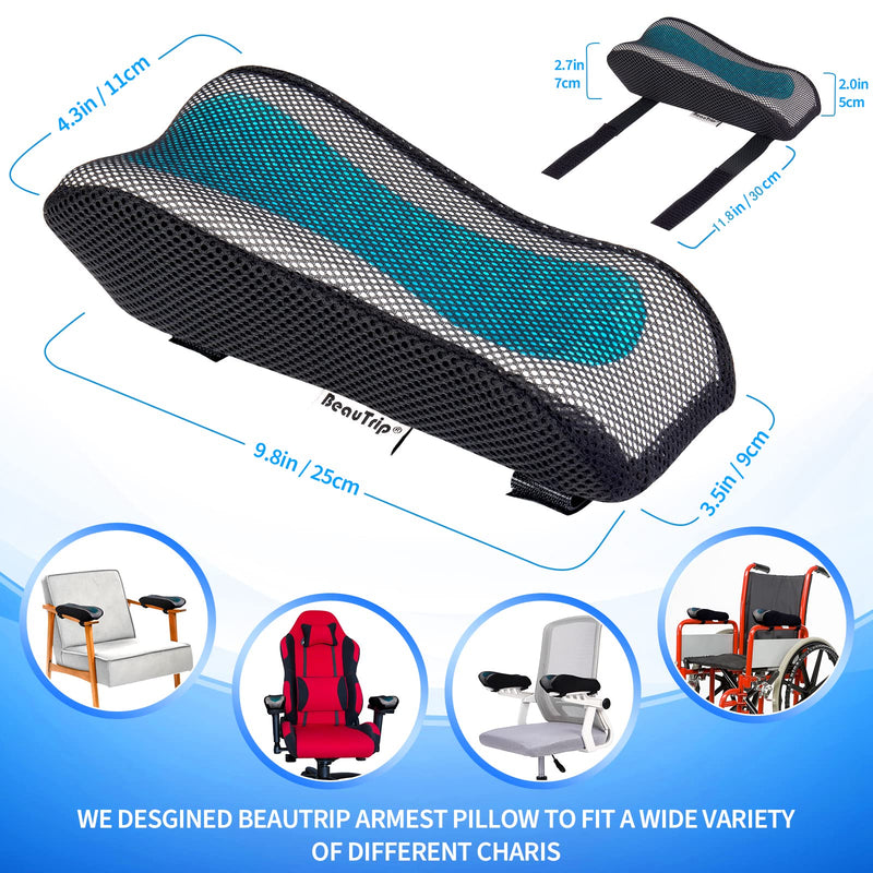BEAUTRIP Ergonomic Armrest Pads- Office Chair Arm Rest Cover Pillow - Elbow Support Cushion for Computer, Gaming and Desk Chairs (Set of 2) Black With Gel